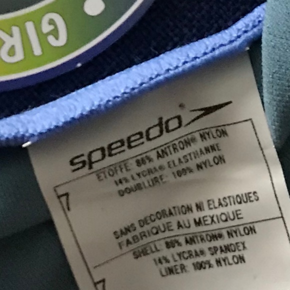 Speedo NWT Girls One Piece Swimsuit US 7 Blue - Picture 5 of 7